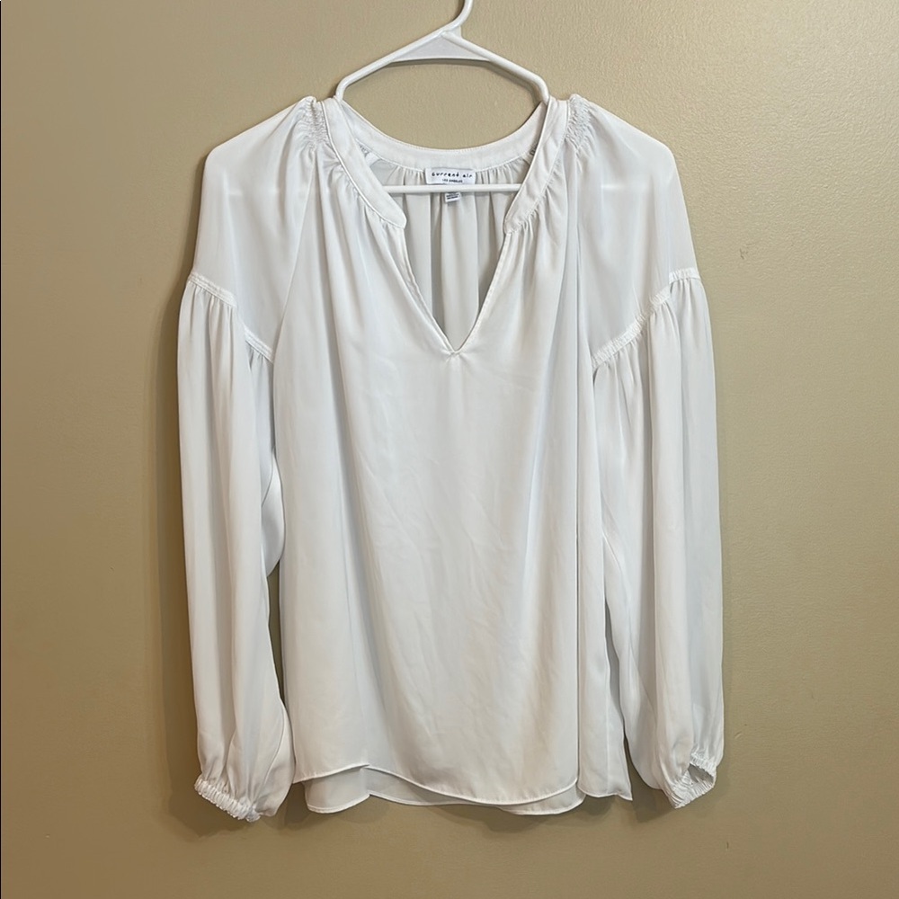 Gibson White Puff Sleeve Blouse Relaxed Fit